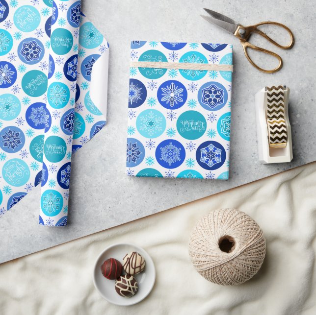 Hanukkah Blue Snowflakes Wrapping Paper (Crafts)
