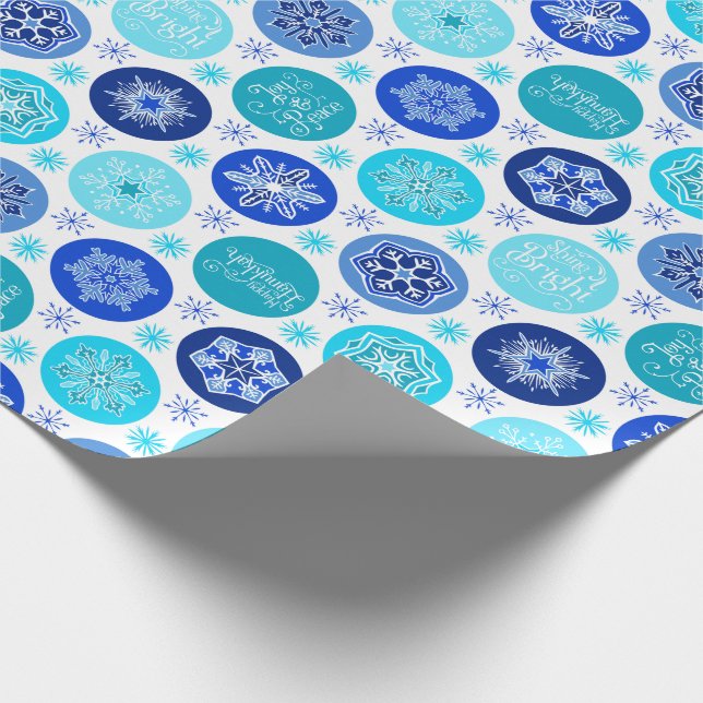Hanukkah Blue Snowflakes Wrapping Paper (Corner)
