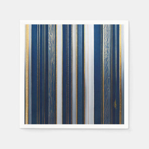 Hanukkah Blues Stripes Blue White Gold Napkin