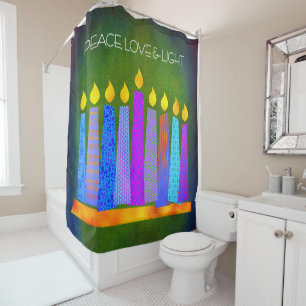 Hanukkah Boho Blue Candles Green Peace Love Light
