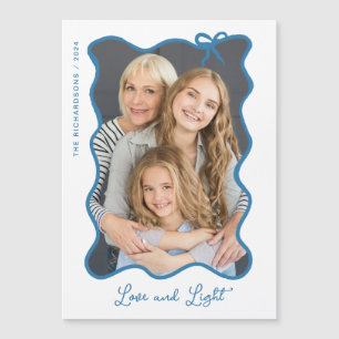 Hanukkah Bow   Blue and White Photo Hanukkah Card