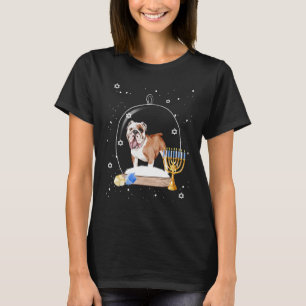 Hanukkah British Bulldog Dog Snow Globe Pajama T-Shirt
