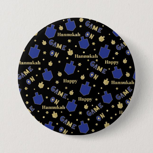 Hanukkah Button, Game ON 3 Inch Round Button (Front)