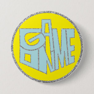 Hanukkah Button, Game ON Blue Dreidel 3 Inch Round Button