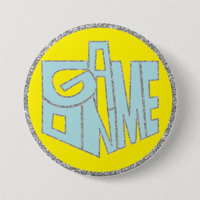 Hanukkah Button, Game ON Blue Dreidel 3 Inch Round Button (Front)