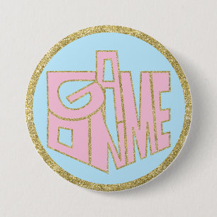 Hanukkah Button, Game ON Pink Dreidel 3 Inch Round Button