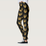 Hanukkah Candelabra Candle Gold Black Leggings<br><div class="desc">This design was created through digital art. It may be personalized by clicking the customize button and changing the colour, adding a name, initials or your favourite words. Contact me at colorflowcreations@gmail.com if you with to have this design on another product. Purchase my original abstract acrylic painting for sale at...</div>