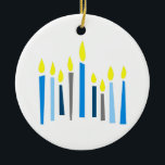 HANUKKAH CANDLES CERAMIC ORNAMENT<br><div class="desc">This is a beautiful image for Happy Hanukkah. Use this design to give as a gift.</div>