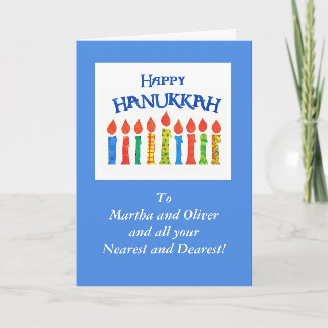 Hanukkah Candles Greeting Card to Personalize (Front)