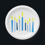 Hanukkah Candles Paper Plate<br><div class="desc">This design is beautiful and bright and fills you to the brim with Hanukkah holiday spirit</div>