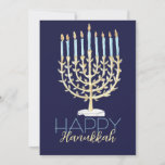 Hanukkah Card Blue<br><div class="desc">Blue Hanukkah Card with Original Menorah Watercolor Painting Design</div>