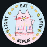 Hanukkah CAT Stickers "Light, Eat, Spin, Repeat"<br><div class="desc">Hanukkah/Chanukah CAT Holiday stickers, "Light, Eat, Spin, Repeat" Anyway I spell it, Chanukah is one of my favourite holidays. Have fun using these stickers as cake toppers, gift tags, favour bag closures, or whatever rocks your festivities! Thanks for stopping and shopping by! Your business is very much appreciated! Happy Hanukkah!...</div>