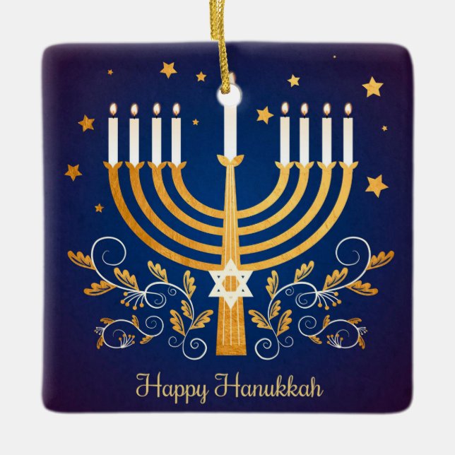 Hanukkah Ceramic Ornament (Front)