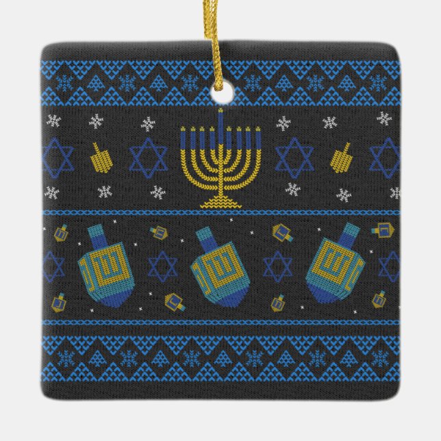Hanukkah ceramic ornament (Front)