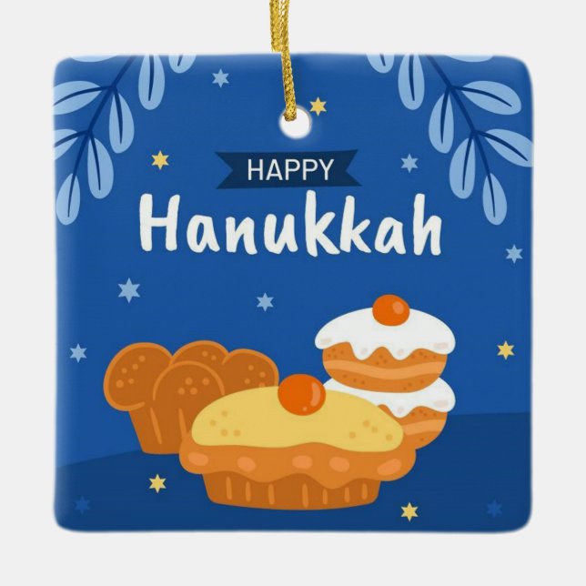 Hanukkah Ceramic Ornament (Front)