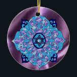 Hanukkah Ceramic Ornament<br><div class="desc">Blues of all shades,  lilac and lavender in a flower shape with a knotted six-sided star in the centre is a great way to celebrate Hanukkah and express your individuality at the same time.</div>