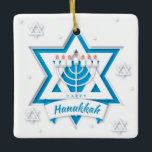 Hanukkah Ceramic Ornament<br><div class="desc">Hanukkah Ceramic Ornament
Jewish festival,  lasting eight days from the 25th day of Kislev (in December) and commemorating the rededication of the Temple in 165 BC by the Maccabees after its desecration by the Syrians. It is marked by the successive kindling of eight lights.</div>