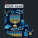 Hanukkah Chanukah Blue Modern Christmas Jewish Large Christmas Stocking<br><div class="desc">Hanukah,   menorah,  home decor,  Hanukkah decor,  colourful menorah,  Jewish December,  menorah stocking,  personalized,  festival of lights, </div>