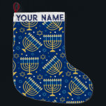 Hanukkah Chanukah Blue Modern Christmas Jewish  Large Christmas Stocking<br><div class="desc">Hanukah,   menorah,  home decor,  Hanukkah decor,  colourful menorah,  Jewish December,  menorah stocking,  personalized,  festival of lights, </div>
