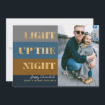 Hanukkah Chanukah Gold Light Up the Night Photo<br><div class="desc">Our Hanukkah / Chanukah Gold Light up The Night Holiday card is an elegant,  classy way to share your Hanukkah/ Chanukah wishes with friends,  family & clients!  With space for you to personalize with your name and Photo.  Enquiries? message us or email bestdresssedbread@gmail.com. Happy Chanukah!!</div>