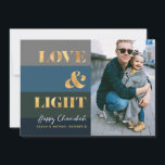 Hanukkah Chanukah Gold Love & Light Photo<br><div class="desc">Our Hanukkah / Chanukah Gold Love & Light Holiday card is an elegant,  classy way to share your Hanukkah/ Chanukah wishes with friends,  family & clients!  With space for you to personalize with your name and Photo.  Enquiries? message us or email bestdresssedbread@gmail.com. Happy Chanukah!!</div>