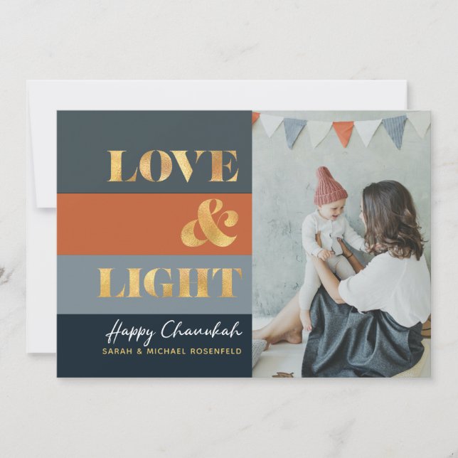 Hanukkah Chanukah Gold Love & Light Photo (Front)