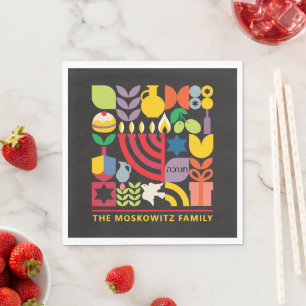 Hanukkah Chanukah Menorah Dreidel Jewish Symbols Napkin