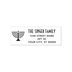 Hanukkah Chanukah Menorah Name Return Address Self-inking Stamp