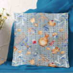 Hanukkah Chanukah Menorah Watercolor Blue Pattern Throw Pillow<br><div class="desc">This design was created through digital art. It may be personalized by clicking the customize button and changing the colour, adding a name, initials or your favourite words. Contact me at colorflowcreations@gmail.com if you with to have this design on another product. Purchase my original abstract acrylic painting for sale at...</div>