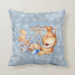 Hanukkah Chanukah Menorah Watercolor Blue Snow Throw Pillow<br><div class="desc">This design was created through digital art. It may be personalized by clicking the customize button and changing the colour, adding a name, initials or your favourite words. Contact me at colorflowcreations@gmail.com if you with to have this design on another product. Purchase my original abstract acrylic painting for sale at...</div>