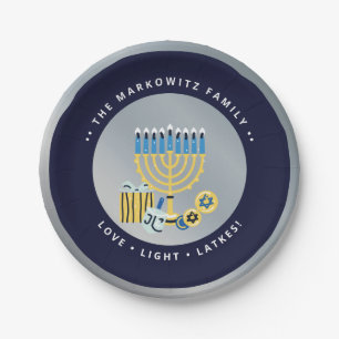 Hanukkah Chanukah Personalized Menorah Dreidel  Paper Plate