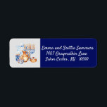 Hanukkah Chanukah Return Address Blue<br><div class="desc">This design was created though digital art. It may be personalized in the area provide or customizing by choosing the click to customize further option and changing the name, initials or words. You may also change the text colour and style or delete the text for an image only design. Contact...</div>