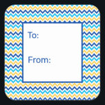 Hanukkah Chevron Square Sticker<br><div class="desc">These fabulous gift tags would look great on all your Hanukkah gifts.  They are trendy yet traditional with chevron stripes in blue,  turquoise and yellow.  They'll look so amazing on your gifts.</div>