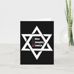 Hanukkah Christmas Star Of David Nice Naughty Jewi Card