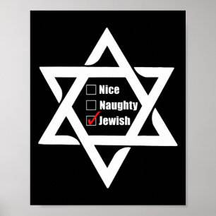 Hanukkah Christmas Star Of David Nice Naughty Jewi Poster