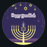 Hanukkah Classic Round Sticker<br><div class="desc">Happy Hanukkah Classic Round Sticker</div>