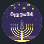 Hanukkah Classic Round Sticker<br><div class="desc">Happy Hanukkah Classic Round Sticker</div>