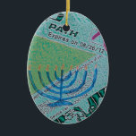 Hanukkah Collage Ceramic Ornament<br><div class="desc">fun for the holiday Chrismukkah tree!</div>