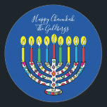 Hanukkah Colourful Menorah Hanukiah Classic Round Sticker<br><div class="desc">Colourful, Happy Chanukah, Hanukiah Stickers Round. Have fun using these stickers as cake toppers, gift tags, envelope seals, favour bag closures, or whatever rocks your festivities! Personalize by deleting text and adding your own words, using your favourite font style, size, and colour. Background colour can be changed out, too! Thanks...</div>