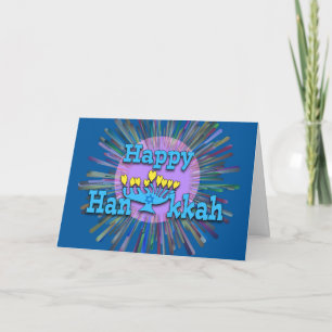 Hanukkah Contemporary Menorah with Heart Flames Card