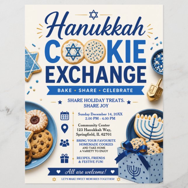 Hanukkah Cookie Exchange Flyer (Front)