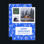 HANUKKAH CUSTOM 3 PHOTOS Menorah Star Holiday<br><div class="desc">Customize this flat card by adding your own text and photos on the front or back. There is a grid in front of the photos which makes it easier to use any size photos you have and keep them lined up and in a square format. You can delete the grid...</div>