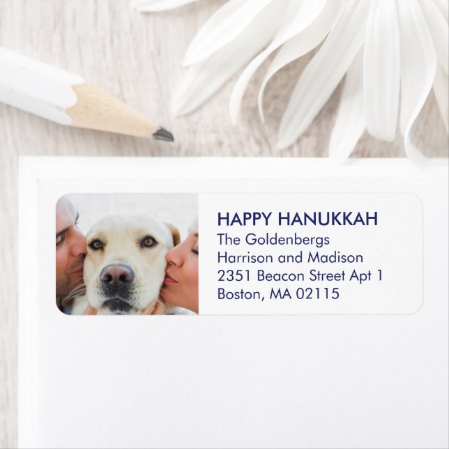 Hanukkah custom family photo logo navy blue white (Insitu)