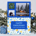 HANUKKAH CUSTOM PHOTOS Driedel Gelt Holiday Card<br><div class="desc">Customize this flat card by adding your own text and photos on the front or back. There is a grid in front of the photos which makes it easier to use any size photos you have and keep them lined up and in a square format. You can delete the grid...</div>