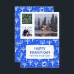 HANUKKAH CUSTOM PHOTOS Menorah Star Holiday Card<br><div class="desc">Customize this flat card by adding your own text and photos on the front or back. There is a grid in front of the photos which makes it easier to use any size photos you have and keep them lined up and in a square format. You can delete the grid...</div>