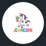 Hanukkah Dabbing Unicorn Jewnicorn Chanukah Jewish Classic Round Sticker<br><div class="desc">Hanukkah Dabbing Unicorn Jewnicorn Chanukah Jewish Xmas T-Shirt_1 (2)</div>