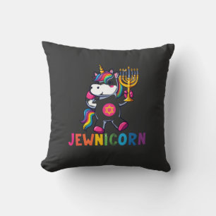 Hanukkah Dabbing Unicorn Jewnicorn Chanukah Jewish Throw Pillow