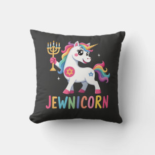 Hanukkah Dabbing Unicorn Jewnicorn Chanukah Jewish Throw Pillow