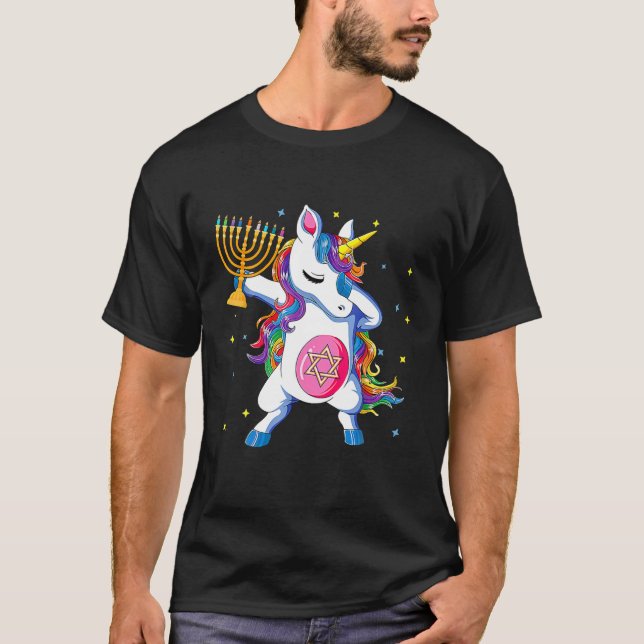 Hanukkah Dabbing Unicorn T-Shirt (Front)