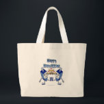 Hanukkah Dancing Dreidels and Jelly Doughnuts Large Tote Bag<br><div class="desc">You are viewing The Lee Hiller Designs Collection of Home and Office Decor,  Apparel,  Gifts and Collectibles. The Designs include Lee Hiller Photography and Mixed Media Digital Art Collection. You can view her Nature photography at http://HikeOurPlanet.com/ and follow her hiking blog within Hot Springs National Park.</div>